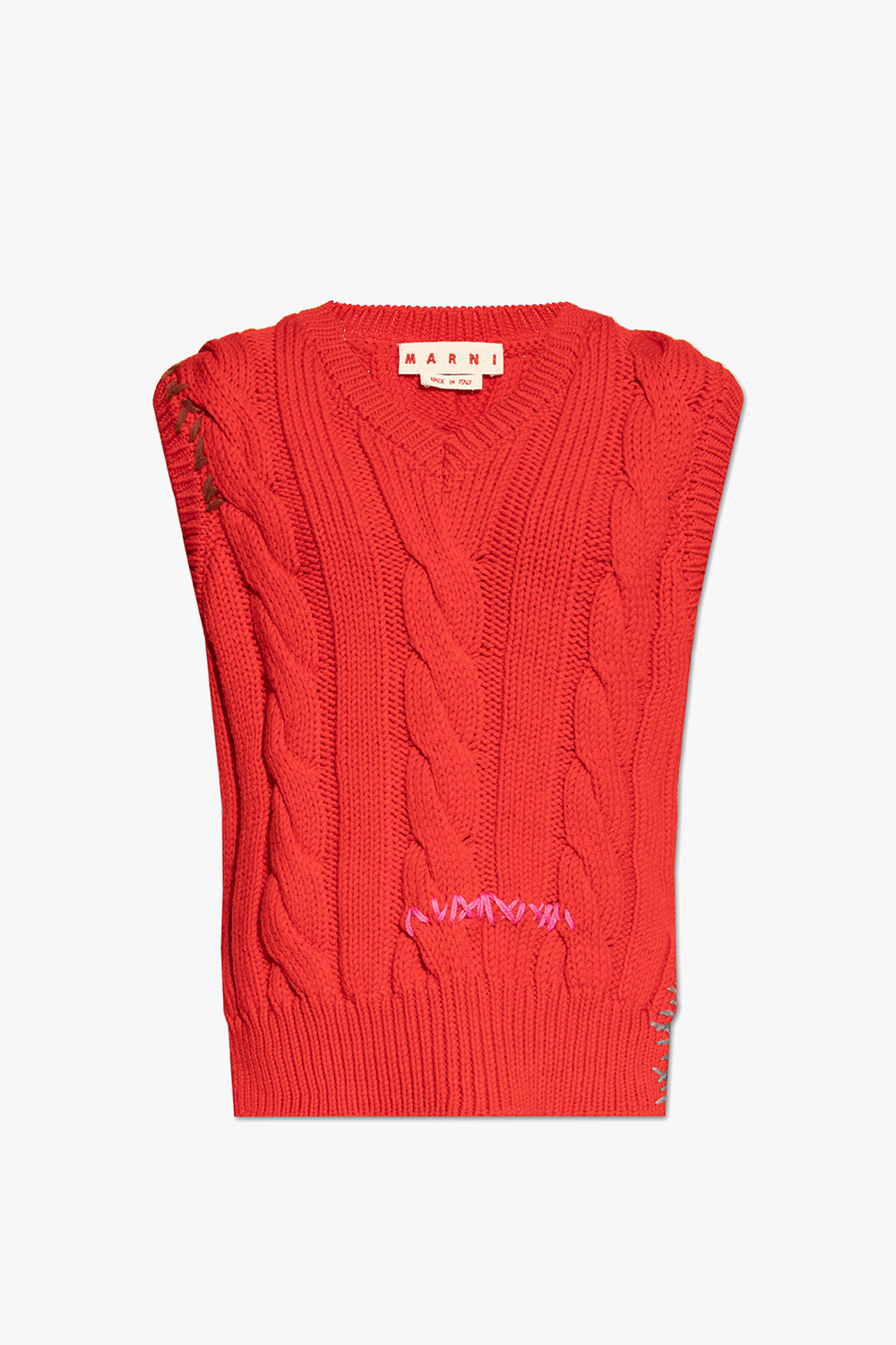 【送料&関税込】Marni Pink Wool Blend Vest Cable-knit wool vest in pink - Marni | Mytheresa